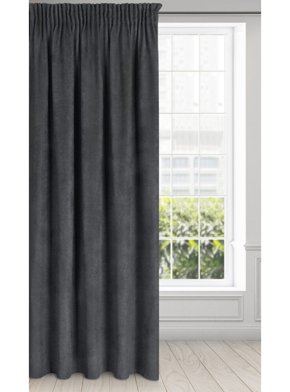 Amaya Semi Sheer Curtain Single Panel, Dark grey