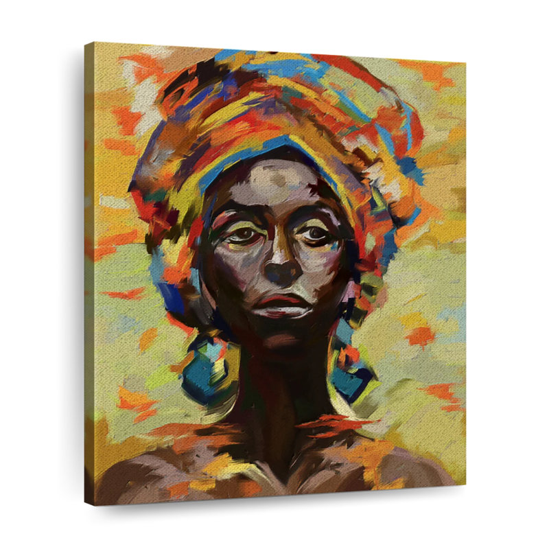 Portrait de femme sur toile, H 10 po x l 8 po