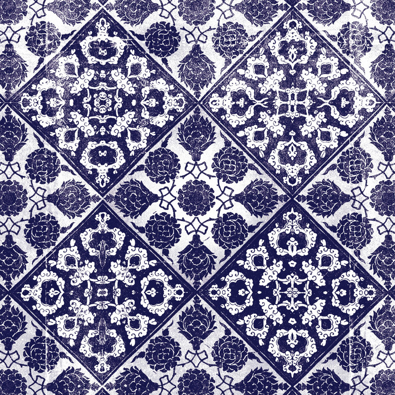 Carreau indigo quad, H 36 po x l 36 po