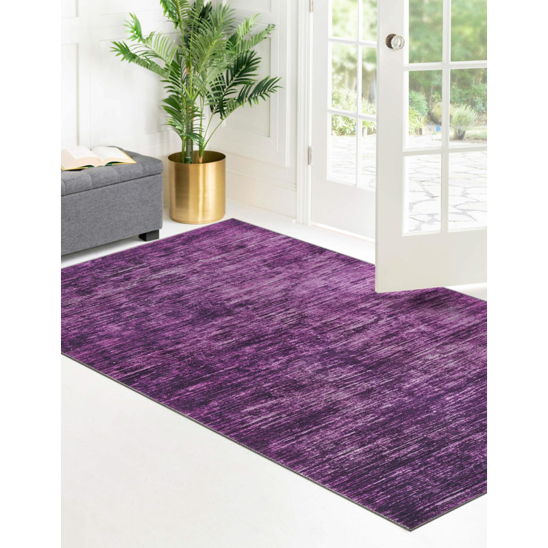 Tapis mauve en chenille tissé à la machine Ikhasa, Rectangle 6 pi x 9 pi
