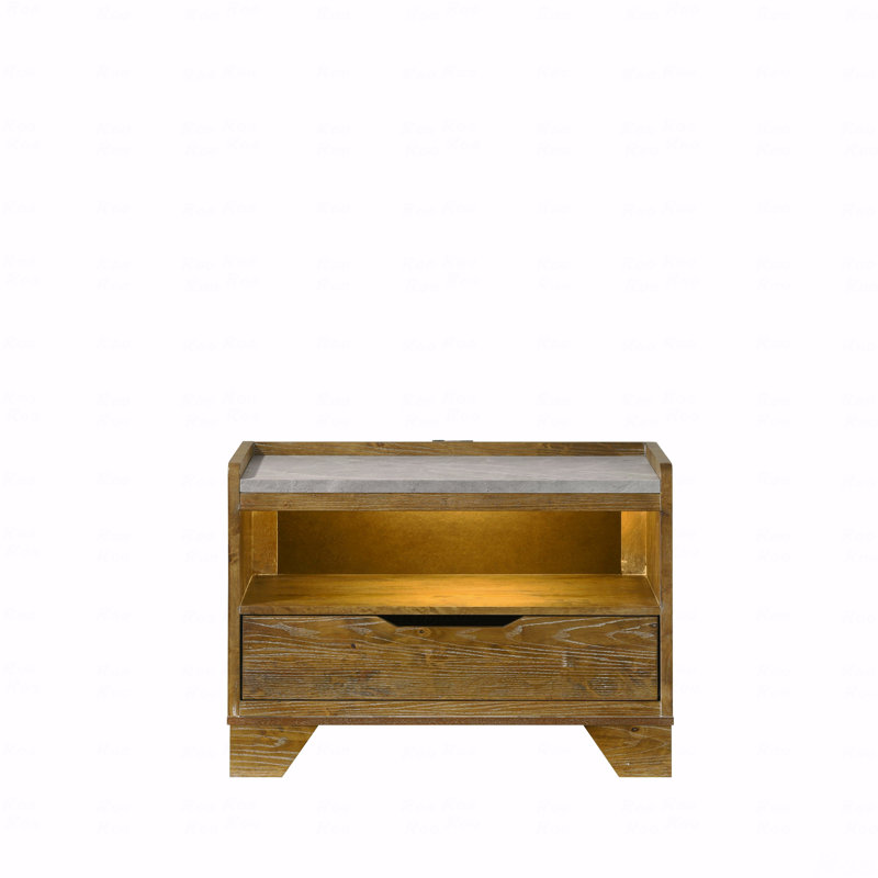 Light Aspen Brown Nightstand  W/Led