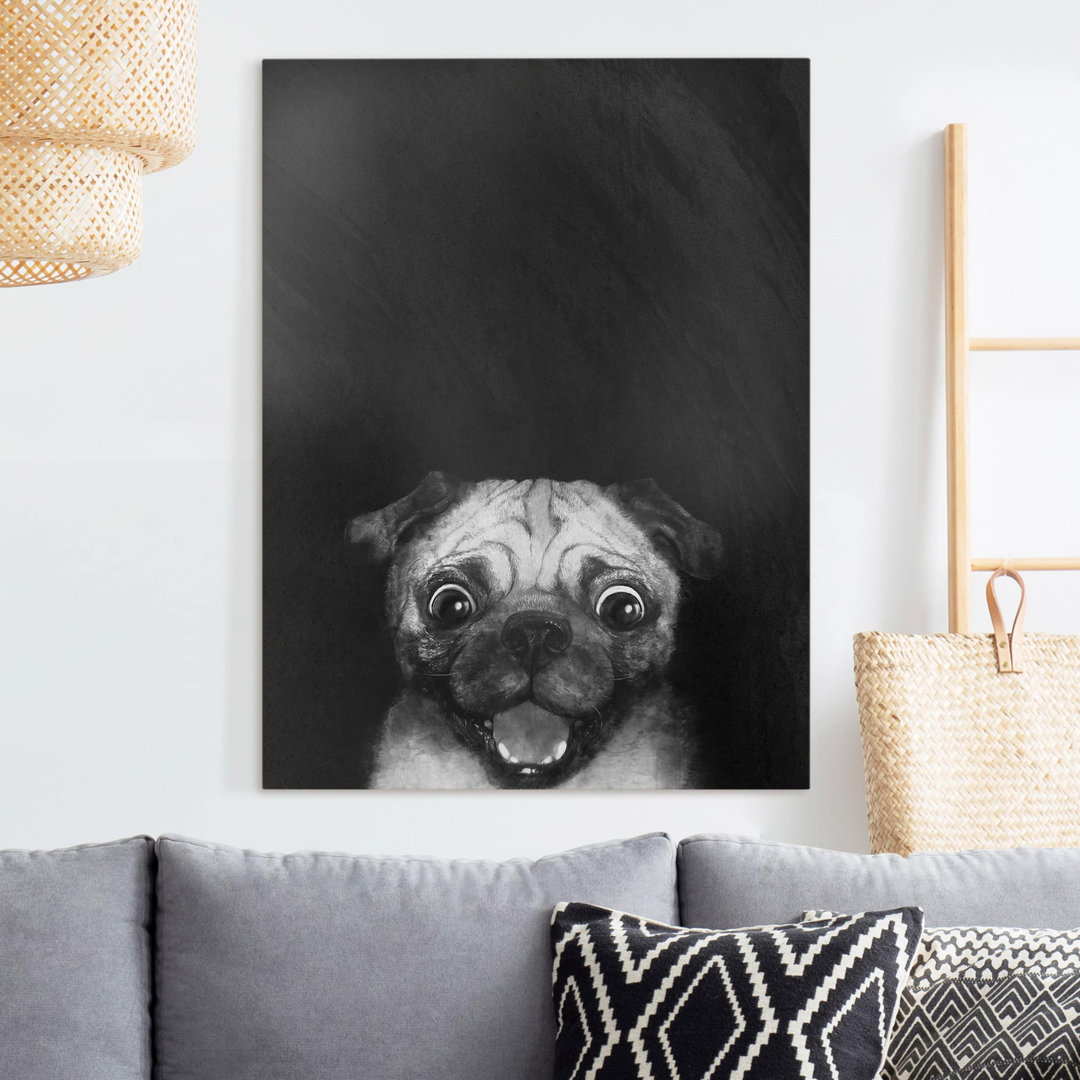 Leinwandbild Illustration Hund Mops