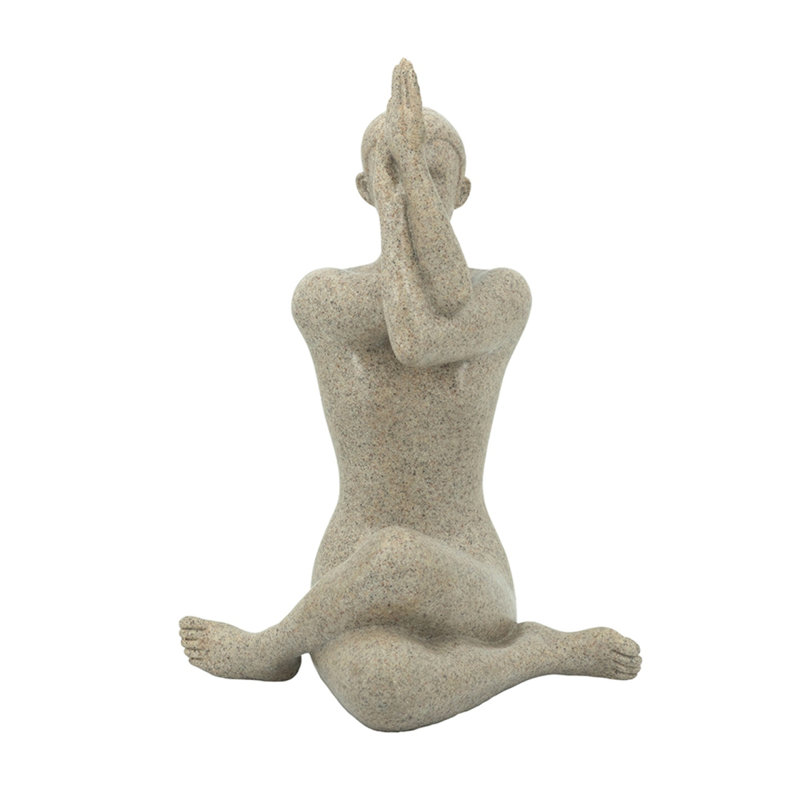 Figurine de yoga en résine et pierre beige 7X5.5X9.5 en Anjali Mudra Pose, H 9,67 po x l 7,07 po x P 5,37 po