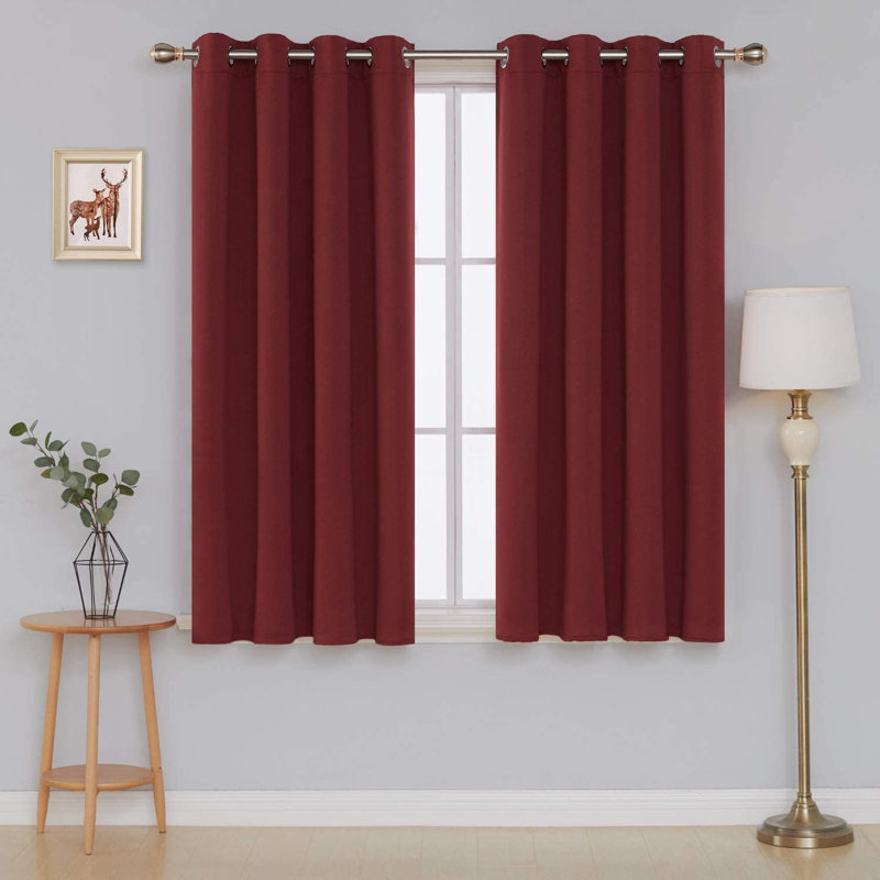 Borunda Room Darkening Curtain Single Panel, 26" W x 63" L, Red