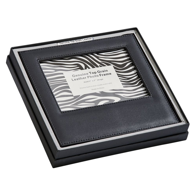 Pickell Black Leather Smooth Picture Frame, 5" x 7"