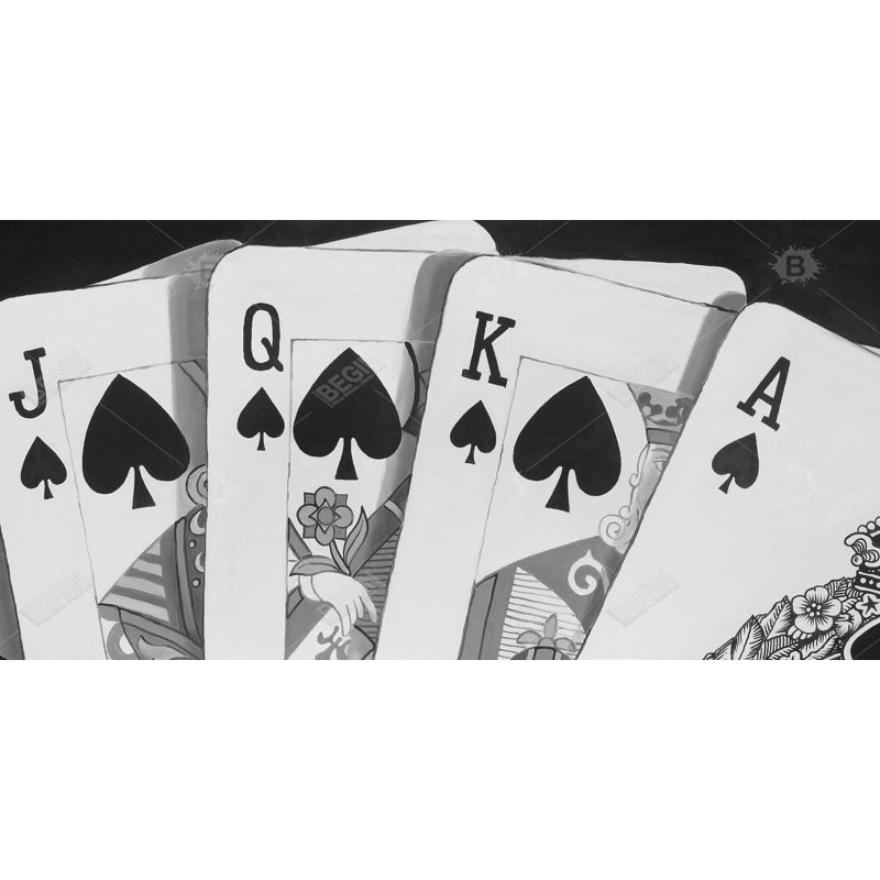 Toile de jeu de cartes noir et blanc | Pièce de décoration intérieure unique