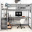 Lit mezzanine simple blanc avec bureau, tablettes et étagère à tiroirs-774081935