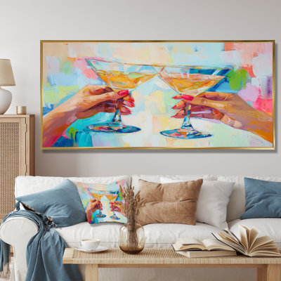 Martini Cocktail Drink Friends I - liquor, art mural