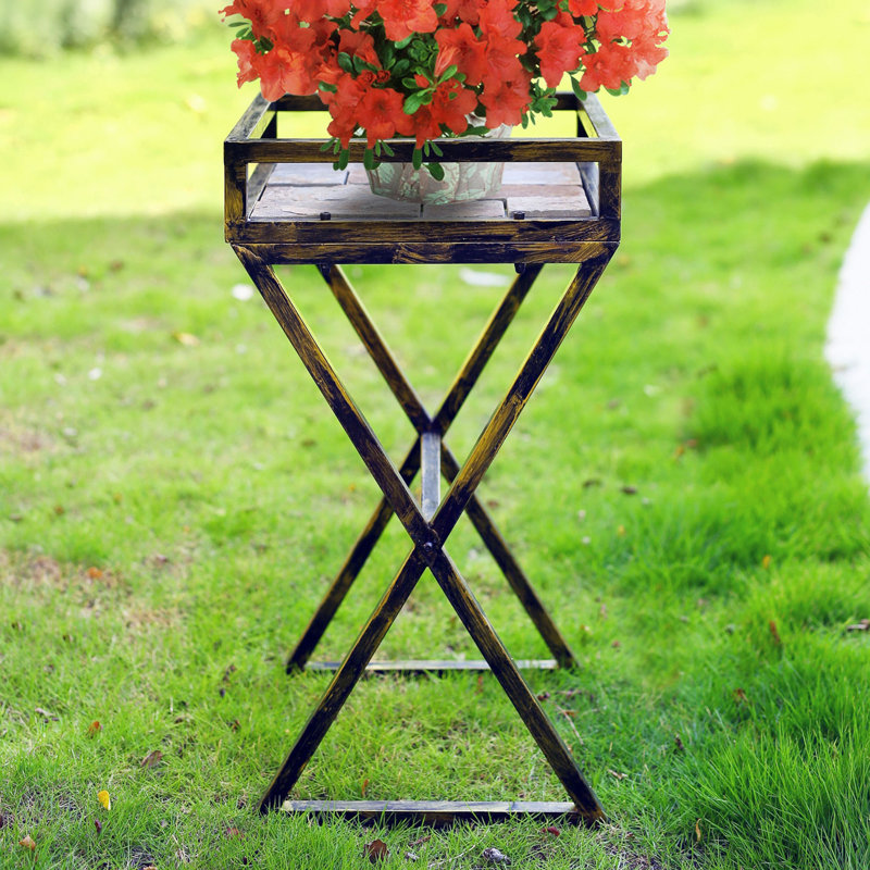 27" Stone Slab / Metal Plant Stand