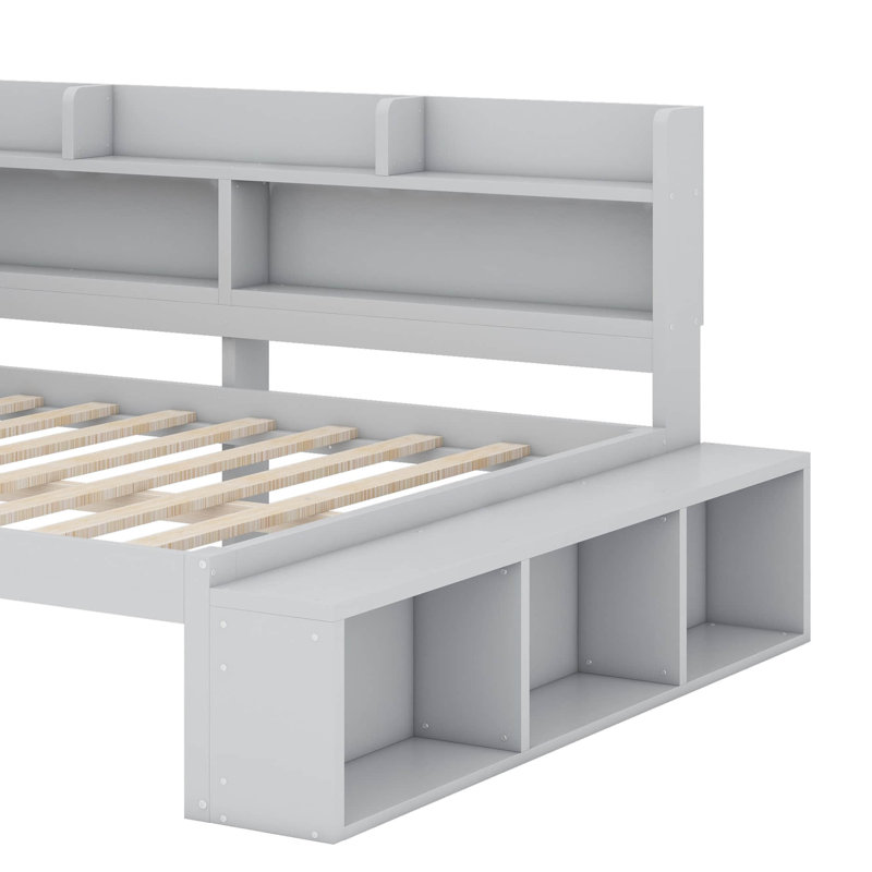 Lit de jour en bois avec armoires de rangement, étagère à chaussures et rangement sous le lit, lit d'angle avec port USB