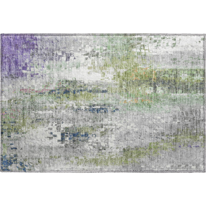Premium Machine Washable Mayfield AMF2254 Abstract Rug, 1'8" x 2'6", Aloe
