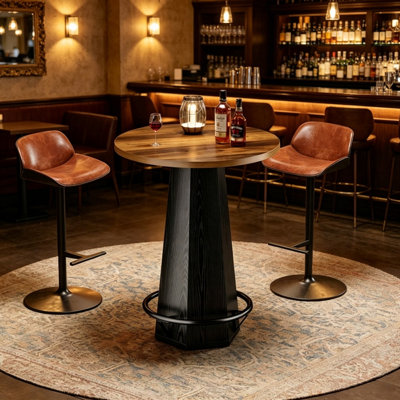Table de bar - Panneau de fibres à densité moyenne - 1 pièce - Table de bar - Noir - Style rétro