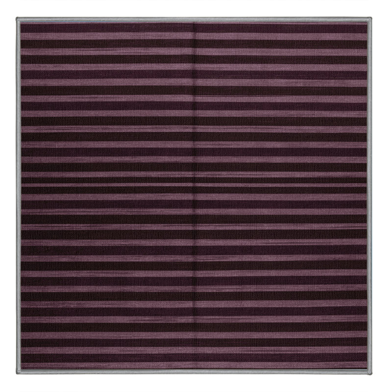 Tapis brun à rayures horizontales lavable à la machine, Carré 5 pi