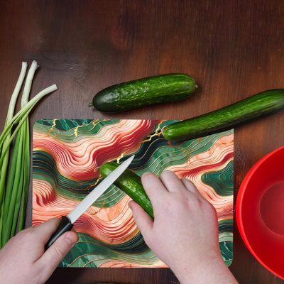 Glass Marble Patterned Serving and Cutting Board for Modern Kitchen Aesthetics and Functionality
