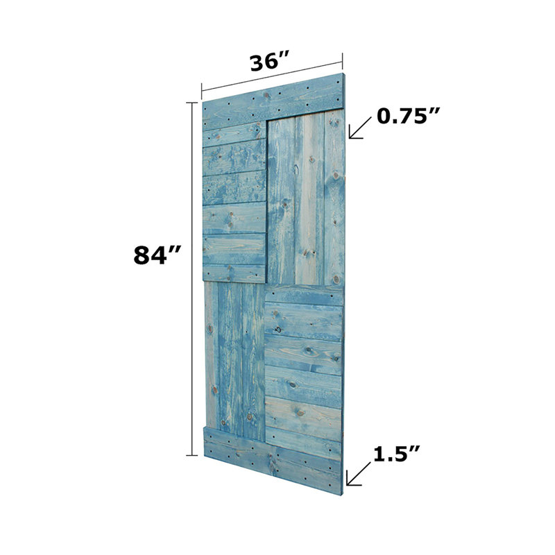 Porte de grange coulissante de style S brevetée sans quincaillerie d'installation (dalle de porte seulement) - Assemblage requis