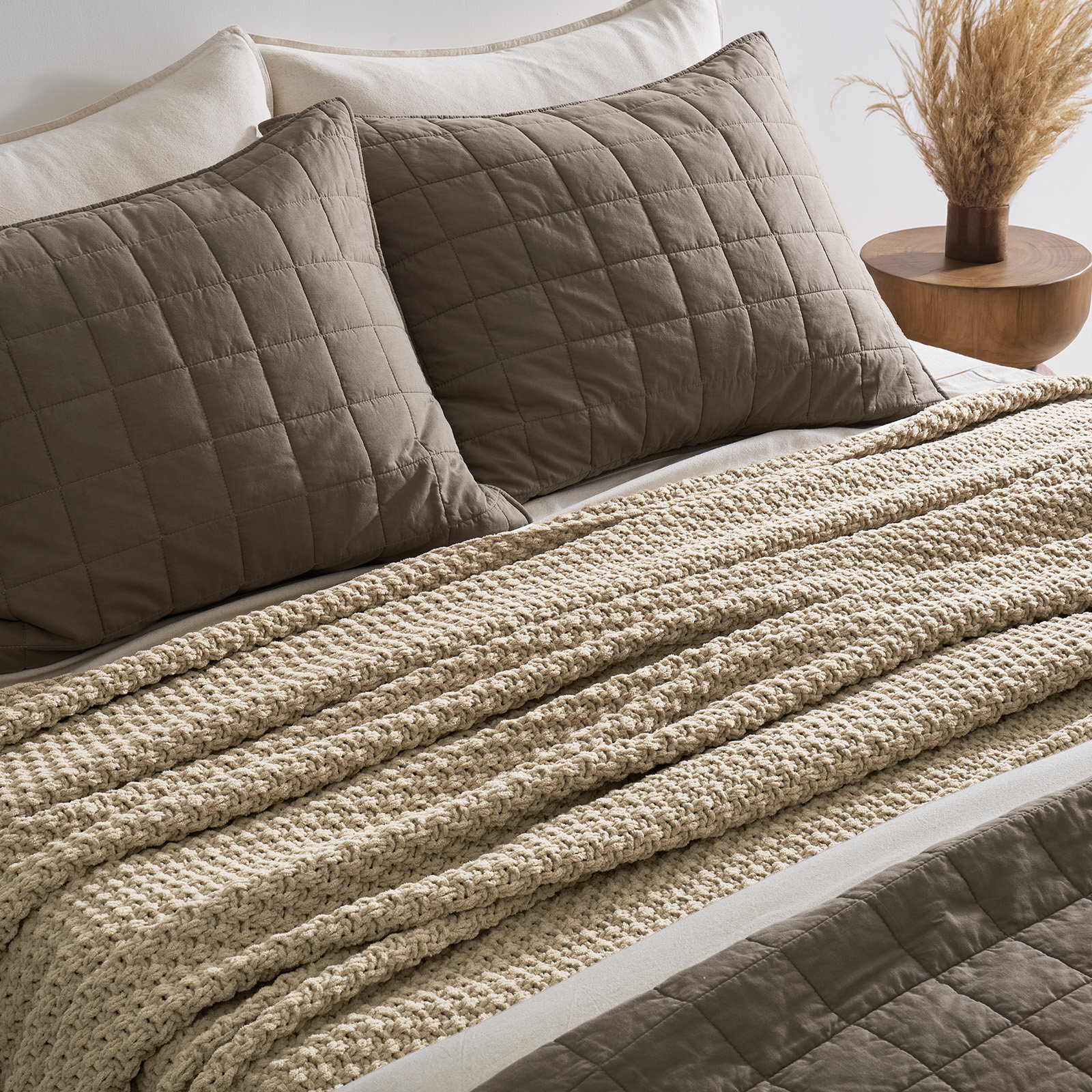Chunky Chenille Weighted Throw Blanket, 108" L x 92" W, Sand Dune