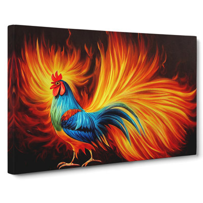 Rooster Flame Art - Wrapped Canvas