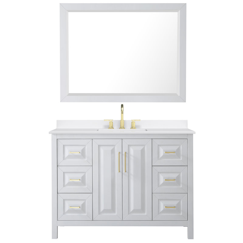 Daria 48'' W Vanity, White, Brushed Gold, Giotto Quartz