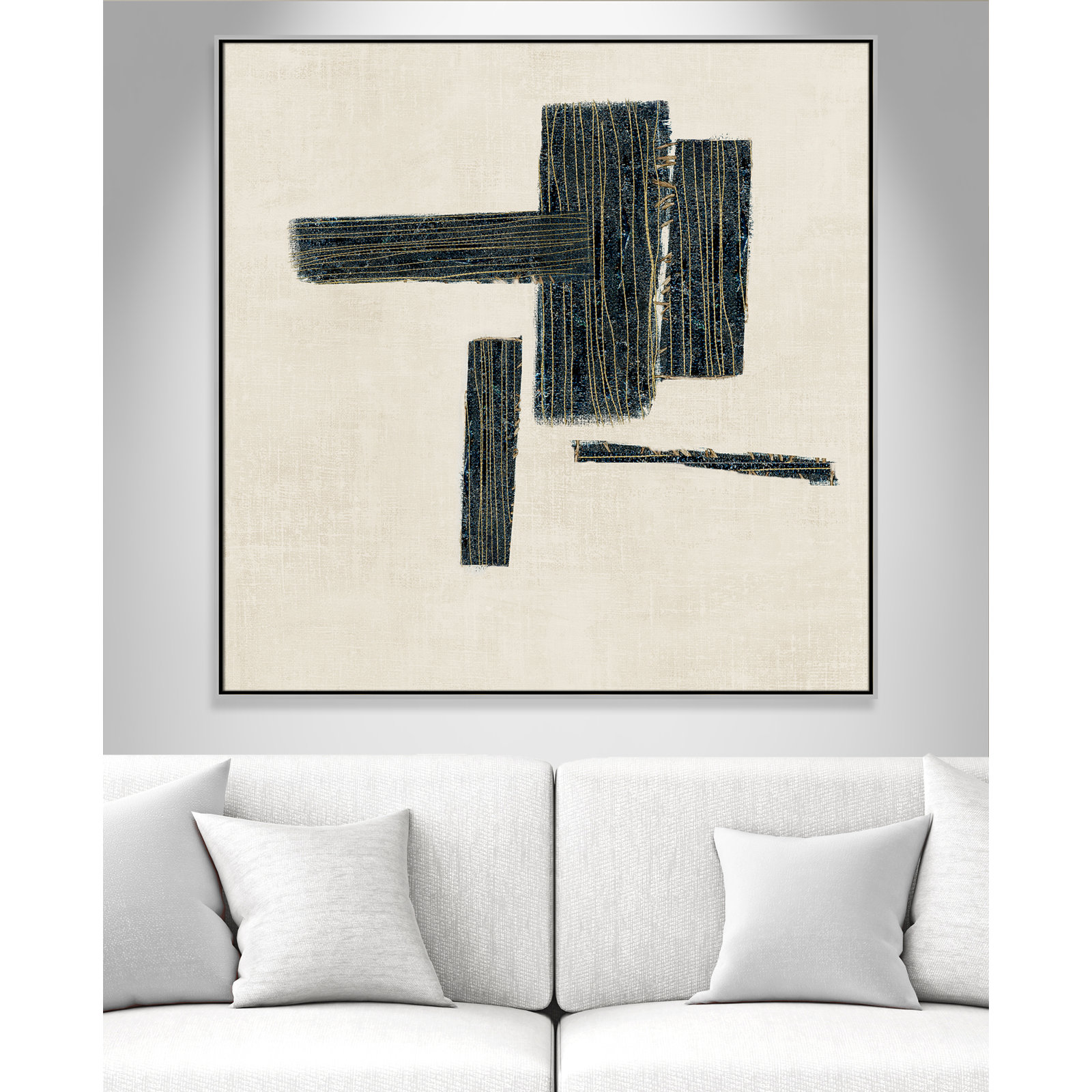 Stiched II Print by , Silver, 46.5" H x 46.5" W