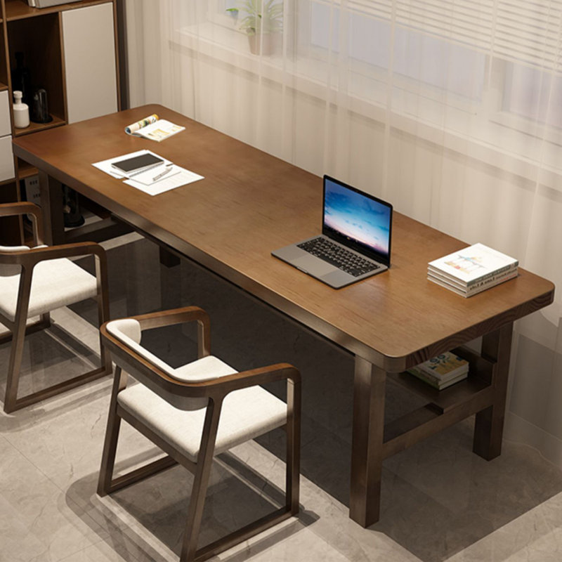 Bureau rectangulaire en bois massif noyer, H 29,53 po x l 86,61 po x P 23,62 po