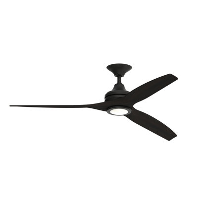 Spitfire 60 inch Indoor/Outdoor Ceiling Fan with LED Light Kit - Black with Dark Walnut Blades