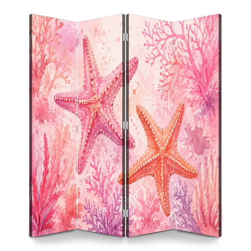 Paravent 4 panneaux paravent Royal Watercolor Starfish, 4, H 71 po x l 64 po x P 1 po