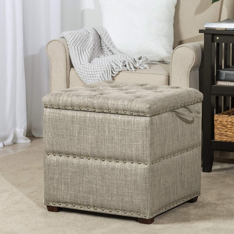 Mulloy Upholstered Ottoman, Light Brown