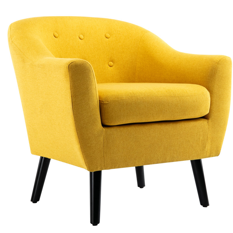 Fauteuil 78,74 cm de large capitonné en polyester, Jaune