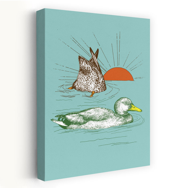 «Ducks In Peaceful Water Peaceful Retro Serene Bird Duck Nature Wildlife», reproduction d'art mural, H 60 po x l 40 po