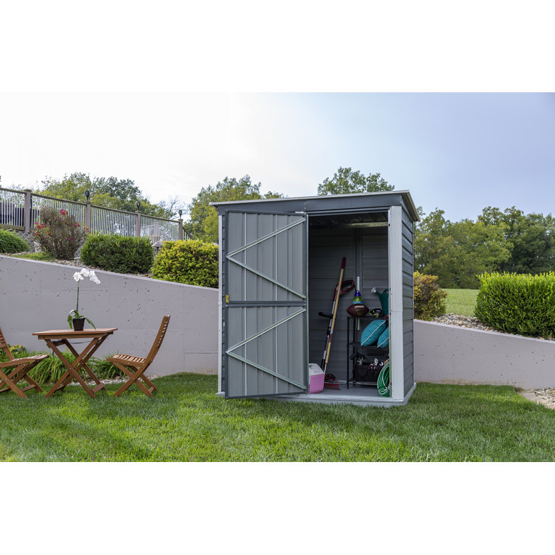 Remise de rangement d'extérieur en acier de 6 x 4 pi Shed-in-a-Box, gris anthracite galvanisé