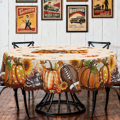 Nappe en polyester avec motif citrouille de saison des récoltes, lavable à la machine