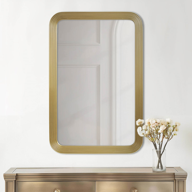 Rounded Rectangle Fluted Wall Mirror Gold See Below