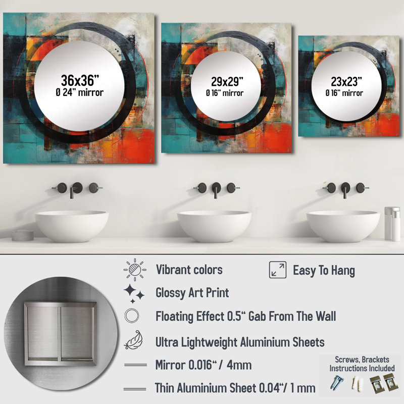 Jacqueling - Modern Geometric Large Square Mirror Wall Decor For Bedroom, 23" x 23"