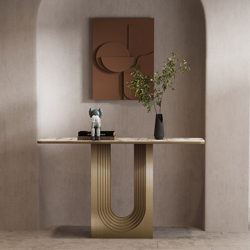 Minimalist Console Table, Champagne Gold, 33.46" H x 47.24" W x 13.78" D