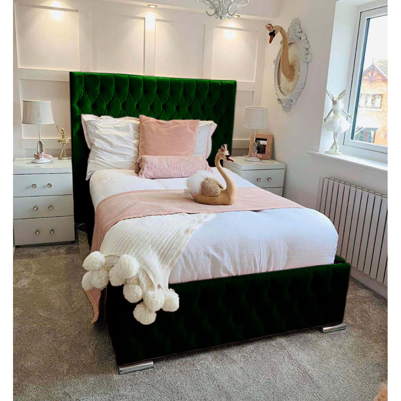 Tharpe Upholstered Ottoman Storage Bed, Emerald, Single (3')