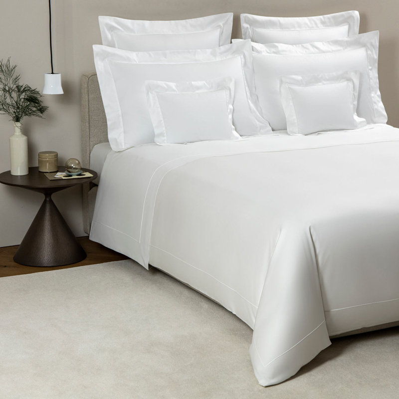Grace Sateen Duvet Cover, White, King Duvet Cover