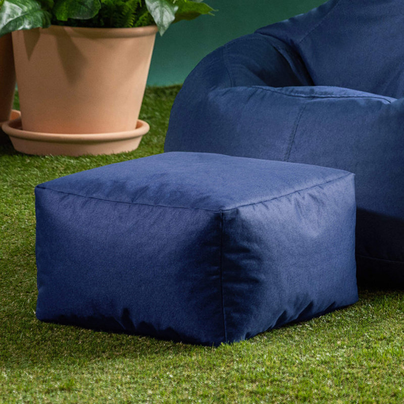  38Cm Round Pouffe Ottoman, Navy Blue