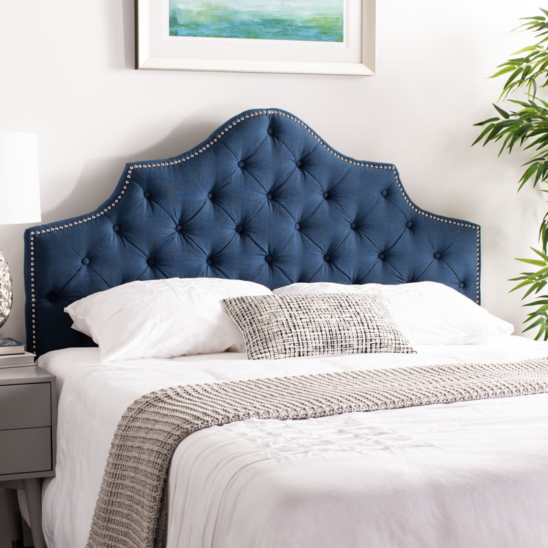 Danile Upholstered Headboard, King, Steel Blue