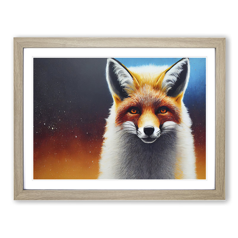 Welcoming Fox - Framed Print, 46cm H x 64cm W x 2cm D, Oak Framed
