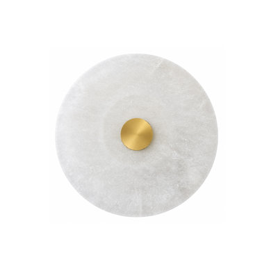 10" Natural Stone Round Wall Sconce with Metal Back Plate – Hardwired Wall Light, LED Bulb Included