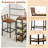 3 Pieces Outdoor Wood Bar Set w/ 3-Tier Storage Shelf & Metal Frame for Backyard
