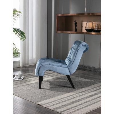 Élégant fauteuil en velours bleu avec coussin en éponge épais pour plus de confort, de résistance et de confort