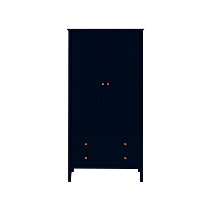 Armoire pleine grandeur moderne avec couronne suspendue et tiroirs Crown, Bleu