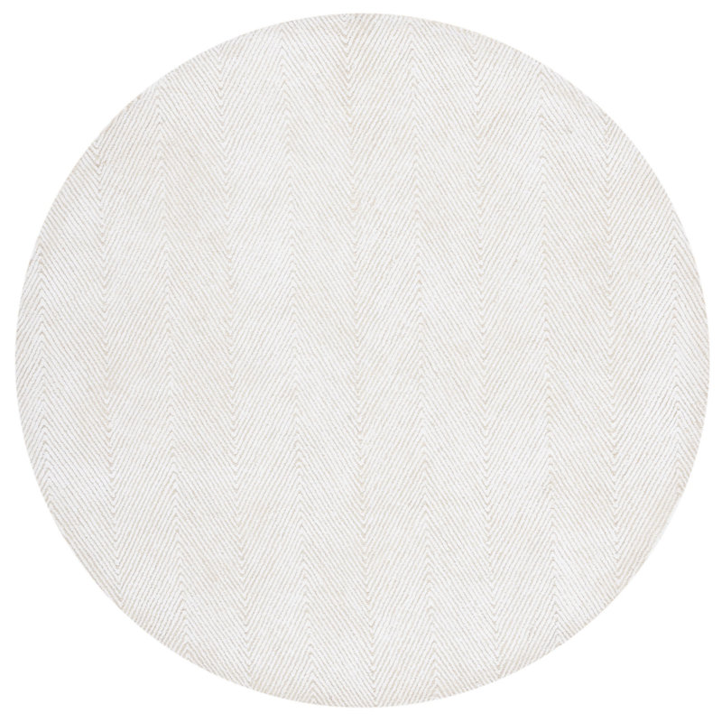 Keough Hand Tufted Viscose/Wool/Cotton Chevron Rug in Ivory/Beige, Round 6'