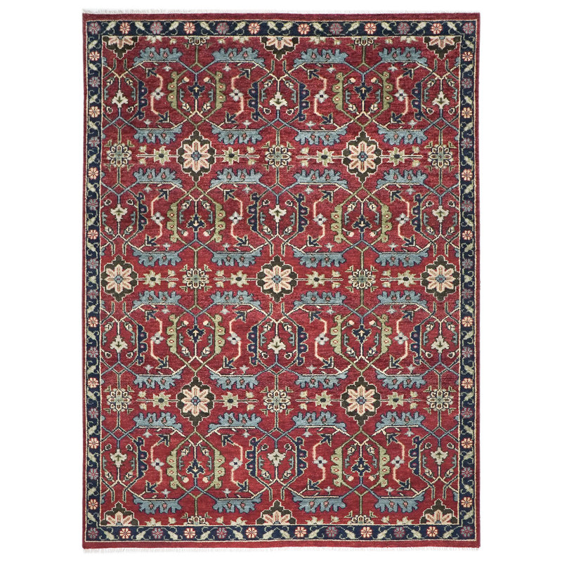 Tapis transitionnel Oushak rouille en laine noué à la main 8 pi 9 po x 12 pi 1 po