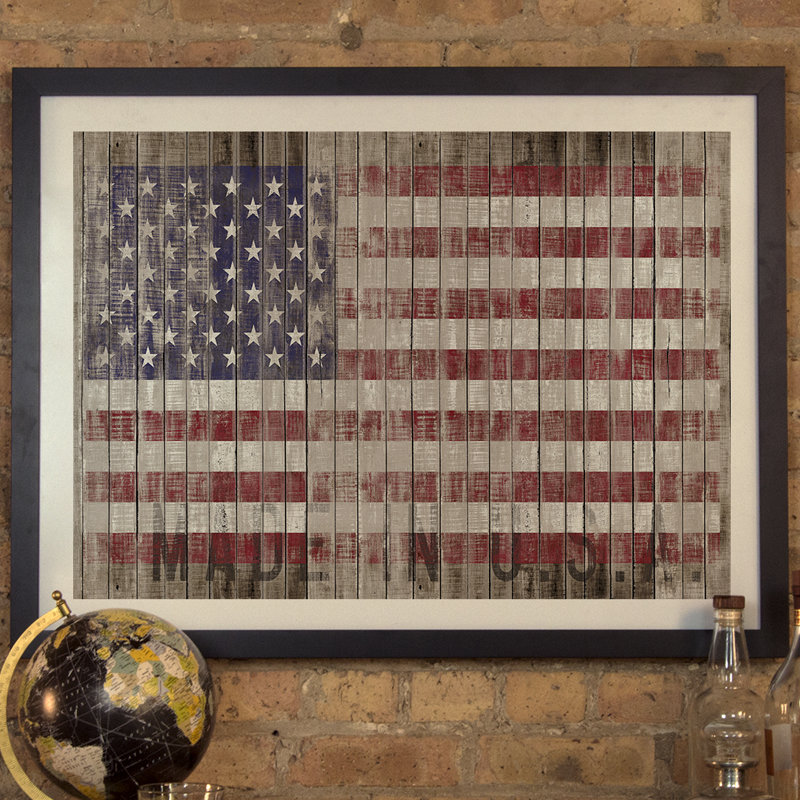 «American Flag I», impression, H 16 po x l 24 po x P 1 po, Papier encadré noir