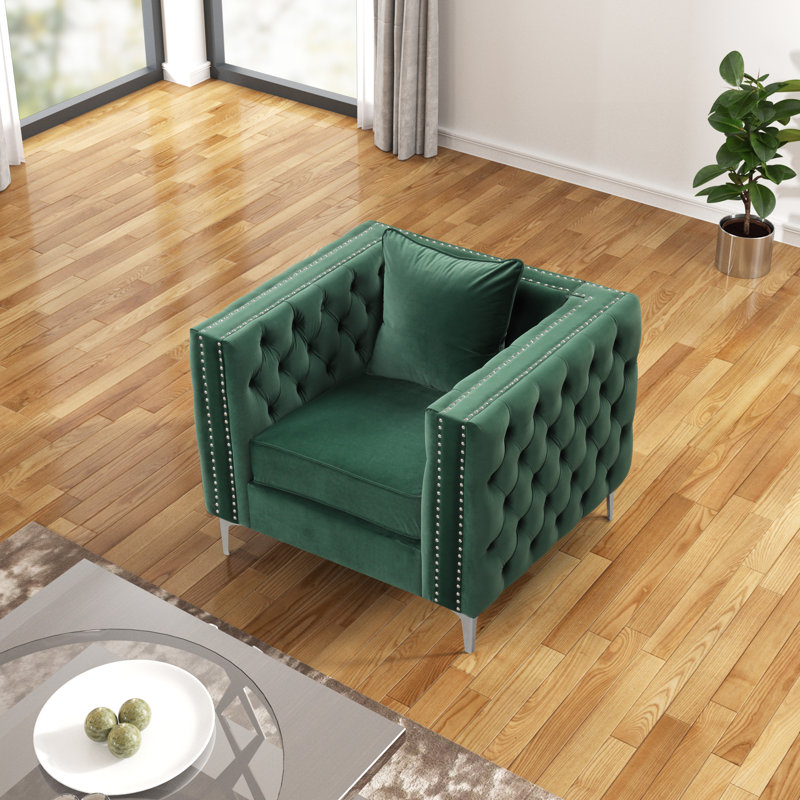 Martens Velvet Armchair, Dark Green Velvet
