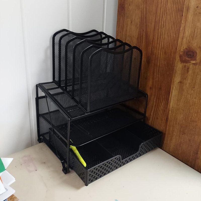 Mesh Desk Organizer with Sliding Drawer