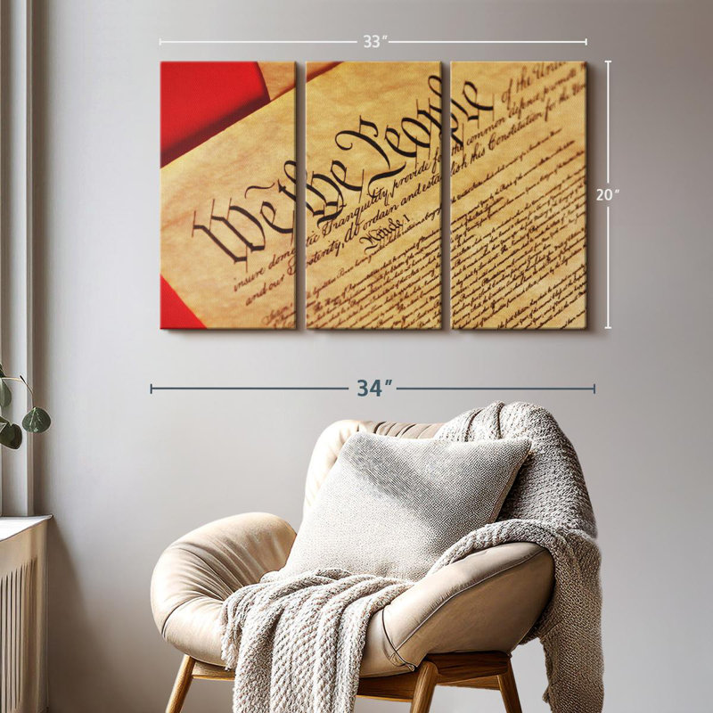 «Constitution On Parchment» sur toile, H 20 po x l 33 po x P 1,25 po