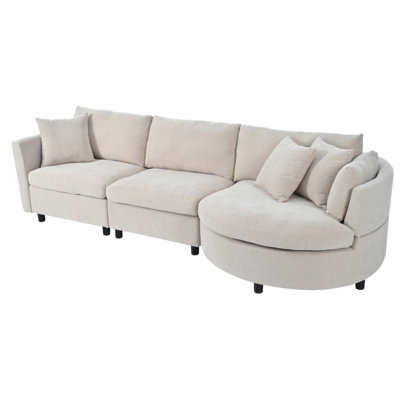 Three Indoor Cushioned Combination Sofas With Three Pillows And Curved Seat, Perfect For Comfort And Style In Any Living Space